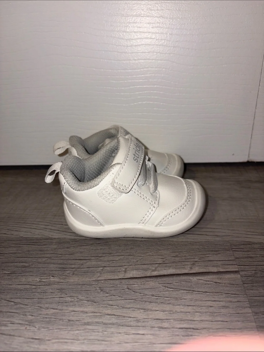 Stride Rite White Baby Walker Shoes with Velcro Strap
